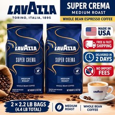 Lavazza Super Crema Medium Roast Whole Bean Espresso Coffee 2.2 lb 2 Pack picture
