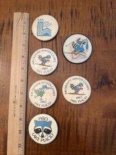 1980 Lake Placid XIII Olympic Winter Games Pin Back Buttons - Set Of 6 picture