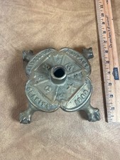 Antique 1883 Masonic Flag Holder Cast Iron Base Freemason 1883 Vintage Claw Foot picture