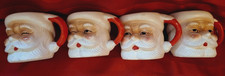 Set of 4 Santa face Mugs, 1950's, Sleeping, Winking, Almost Awake, Awake, Japan picture