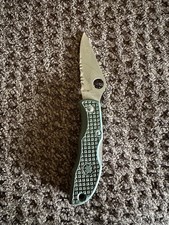 Vintage Spyderco Ladybug Green FRN Serrated Folding Knife Seki Japan Keychain picture