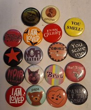 Lot of 18  Lot Pinback Badge Buttons 1” Inch picture