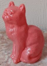 Solid Glass Sitting Kitty Cat Kitten Airbrushed Salmon Pink - Mosser USA picture