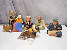 Four Vintage Hakata Urasaki Clay Figurines picture
