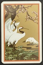 Japanese Cranes Mt Fuji Vintage Single Swap Playing Card Joker picture
