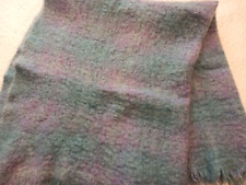 Vtg Neiman Marcus Mohair Wool Throw Blue Lilac Plaid Blanket 46x58