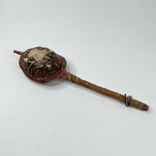 Authentic Vintage Native American Handcrafted Leather Turtle Rattle 14” ￼ picture