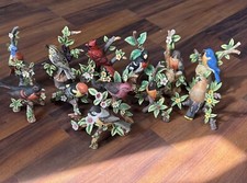 All 12 Danbury Mint The 12 Songbird Figurines Porcelain Birds Excellent Shape picture