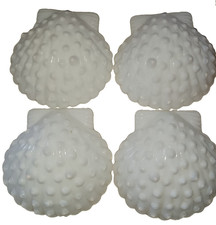 4 Vtg Fenton Hobnail Milk Glass Seashell Scallop Shell Salt Dip Cellar Nut Dish picture
