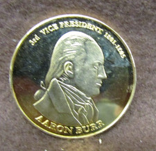 3rd Vice President Aaron Burr Historic Memorabilia (Coin) Layered 22K Gold picture