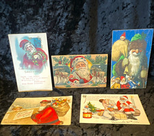 Vintage 1917 Pre 1920 Christmas Santa Claus Holiday Postcards Lot Of 5 picture