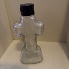 Vintage Glass Cross Crucifix Last Rites Holy Water Bottle Pat Pending picture