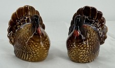 Vintage Turkey Gobble Thanksgiving Ceramic Pottery Salt & Pepper Shakers picture