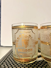  Saloon Old Fashioned Glass Clear/Gold Set of 6 picture