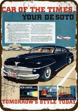 1942 DESOTO Custom Car at Airport Vintage-Look DECORATIVE REPLICA METAL SIGN picture