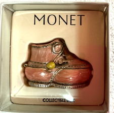 Monet Pink Baby Shoe Trinket Box NIB picture