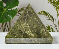 Green VESUVIANITE Crystal Healing Metaphysical Stone Decor Egyptian Pyramid 55mm picture