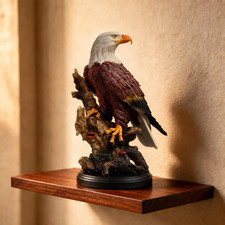12.9 Inch Resin Bald Eagle Statue, Majestic Perched Eagle Figurine picture