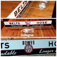 Vintage 50s'60s Bowes Seal Fast Advertising Metal Sign display belts hoses Rack picture