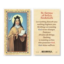 St. Teresa of Avila Bookmark Prayer on back - Laminated Holy Card 106-548 picture