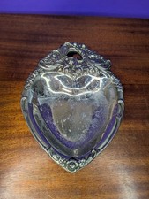 Vintage Silverplate Trinket Dish Heart Shaped Ornate Made In Italy By Leonard    picture