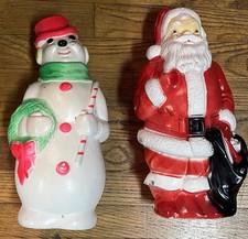 Vintage Empire Blow Mold Santa Claus Snowman 1968 Christmas 13 Inch  picture