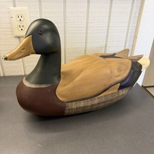 James Haddon Large 22” Mid 20th Century Hand Painted Carve Wood Duck Signed READ picture