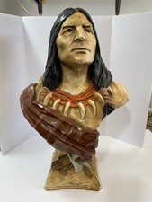 NATIVE AMERICAN CHALKWARE 18” INDIAN VINTAGE BUST STORE DISPLAY picture