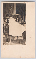 Antique RPPC Baby Seated in Chair Plaid Blanket Real Photo Postcard picture