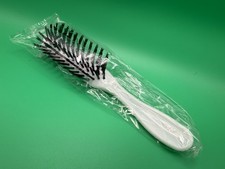 New Vintage White Plastic 7” Hairbrush With Black Nylon Bristles picture