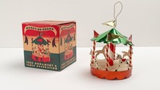 Vintage Foil Mid Century Christmas Table Top Red & Silver Delta Novelty Merry Go picture