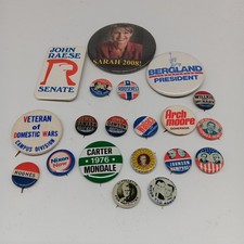 Vintage Political Pin Lot of 20 Pinbacks Round Various Sizes and Conditions picture