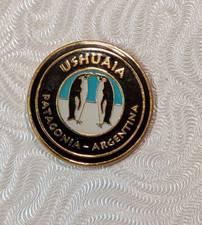 Vintage Ushuaia Patagonia Argentina Penguin Enamel Souvenir Lapel Pin picture