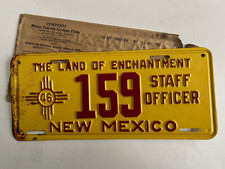 1946 New Mexico Staff Officer License Plate VIP All Original picture