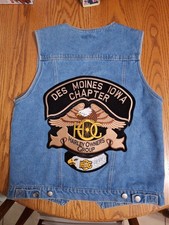 Harley Davidson Vintage Denim Vest Large With 1997 Patches Ladies Of Harley picture