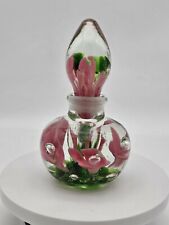 Joe St. Clair Perfume Bottle Art Glass Pink Green Flowers Bulicante picture