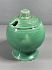 VINTAGE FIESTAWARE  ORIGINAL GREEN  MUSTARD 3” JAR & LID Read picture