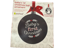 PEARHEAD Baby's First Christmas Hand Print Ball Holiday Ornament PERSONALIZE IT picture