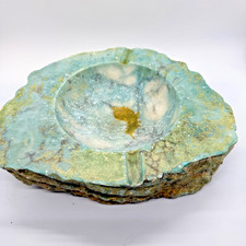 Vintage Large Hand Carved Green Serpentine Stone Ashtray 9