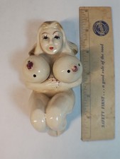 Rare Vintage 1950s Peep Show Salt  Pepper Shakers Naughty Pinup Girl Bar Kitsch picture