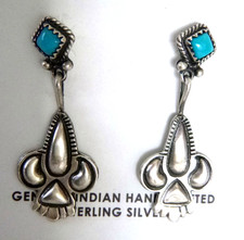 NWT Navajo Annie Spencer Kingman Turquoise Dangle Earrings 925 Sterling Silver picture