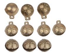 New TIBETAN Brass BELLS LOT of 15 Bead 14mm Craft Temple Herding Small Metal picture