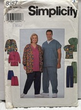 Simplicity 8357 Size S-XL Women’s & Mens Jacket, Top, Pants Or Shorts PREOWNED  picture
