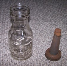 Vintage Brookins Oil Bottle with Capped Spout Cincinnati Ball Crank CLEAN picture