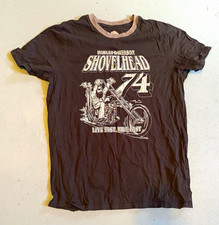 Vintage Harley-Davidson Shovelhead 74 Live Fast Ride Free T-Shirt Black Size XL picture