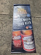 Budweiser True Music Promo Vinyl Banner 22x60 Double-Sided Bar Sign Decor Vtg picture
