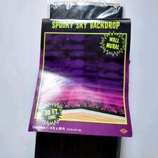 Spooky Sky 30-foot Wall Mural Backdrop 4x30 ft Plastic Halloween Decorations picture