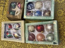 Vintage Christmas Glass Ornaments Lot Krebs Designer Crowns Hand Decorated picture