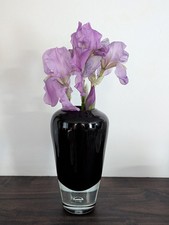 Deep Ruby Hand Blown Trapped Air Bubble Vintage Art Glass Vase That L@@KS Black picture