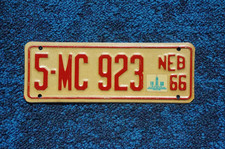 1966 - 1968 Nebraska MOTORCYCLE License Plate picture